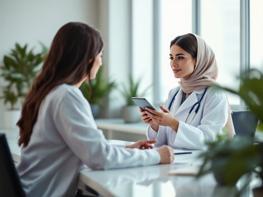 Modern clinic reception desk in Dubai