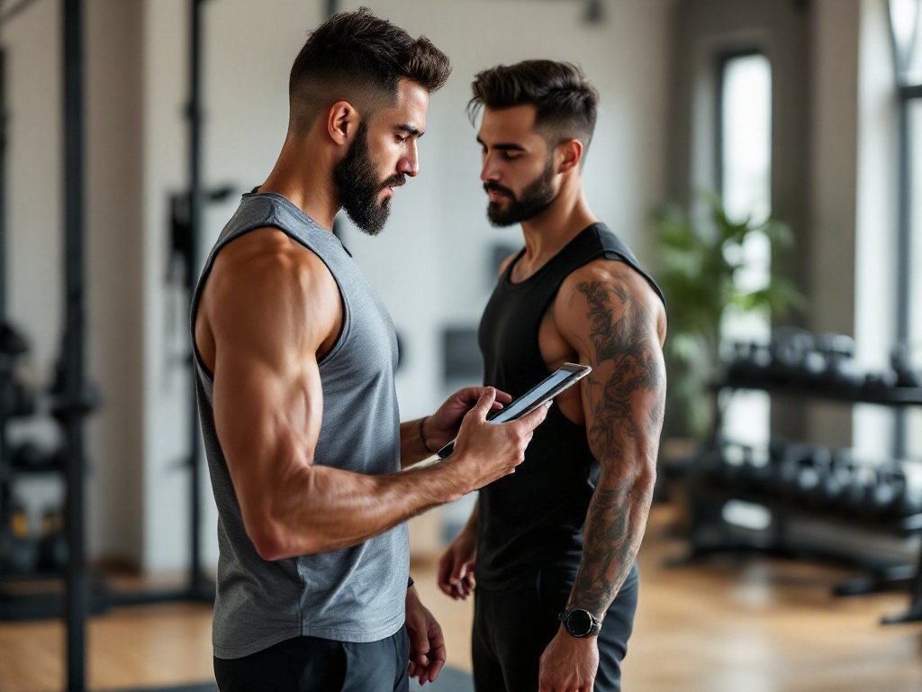 Empty fitness studio interior with modern equipment and sleek decor
