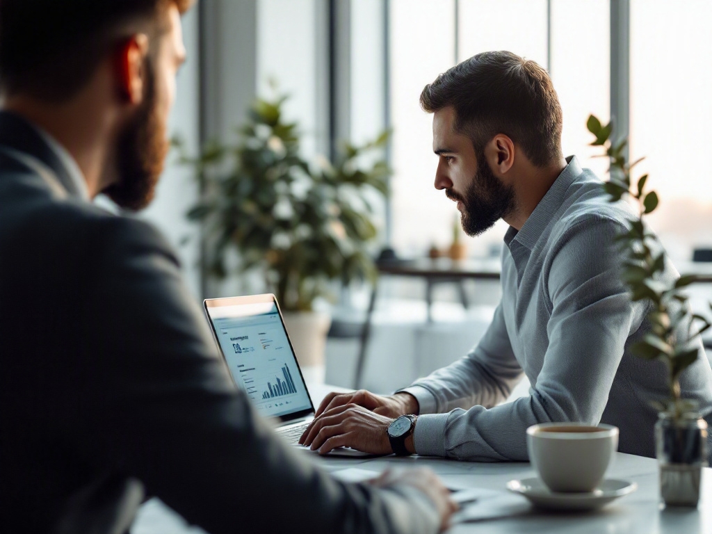 SEO services Dubai - Laptop with analytics dashboard in a modern office