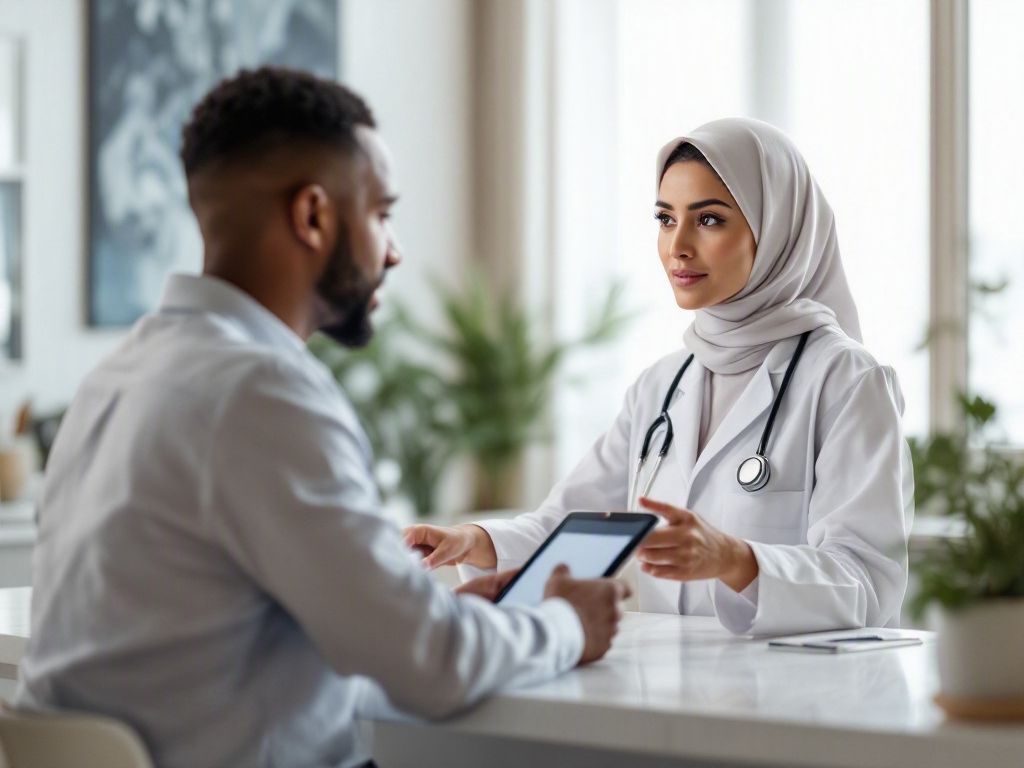 Modern clinic reception desk in Dubai