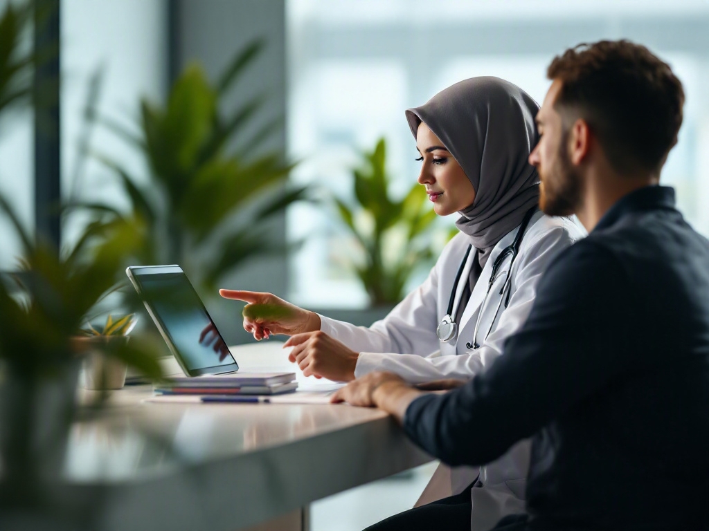 Modern clinic reception desk in Dubai