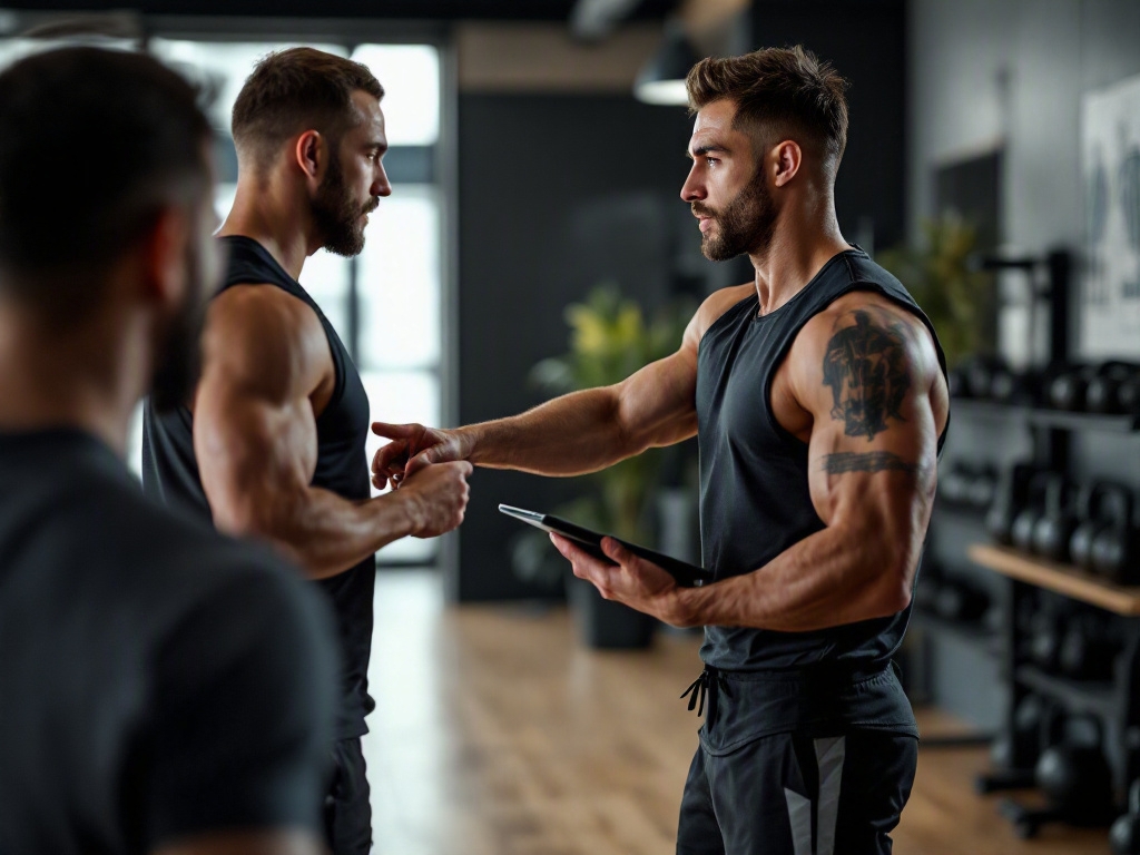 Empty fitness studio interior with modern equipment and sleek decor