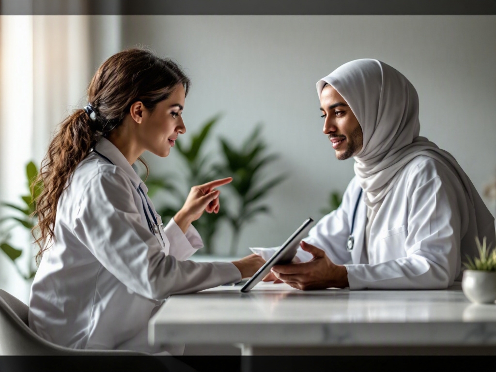 Modern clinic reception desk in Dubai