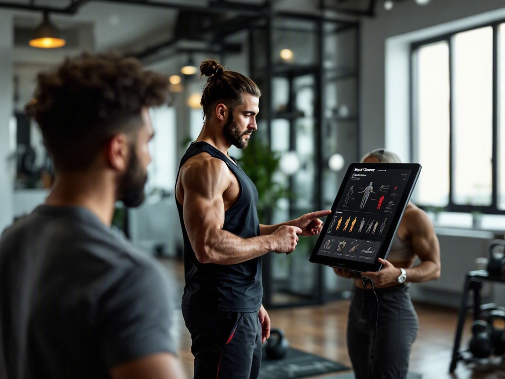 Modern fitness studio in Dubai with empty treadmills and exercise equipment