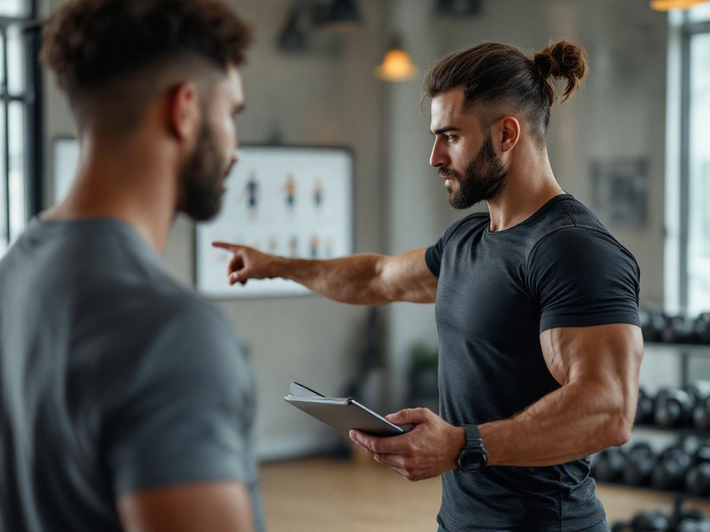 Empty fitness studio interior with modern equipment and mirrors