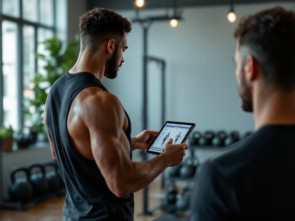 Modern fitness studio in Dubai with empty equipment and a city view