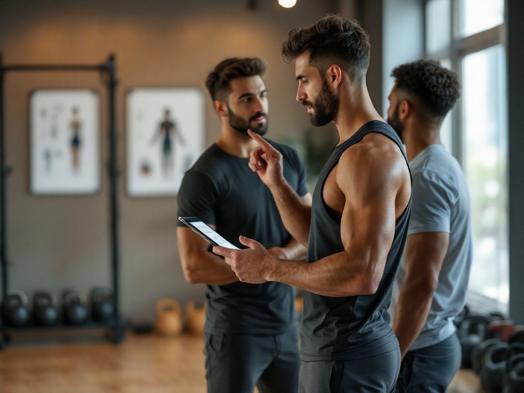 Modern fitness studio in Dubai with empty equipment and a city view