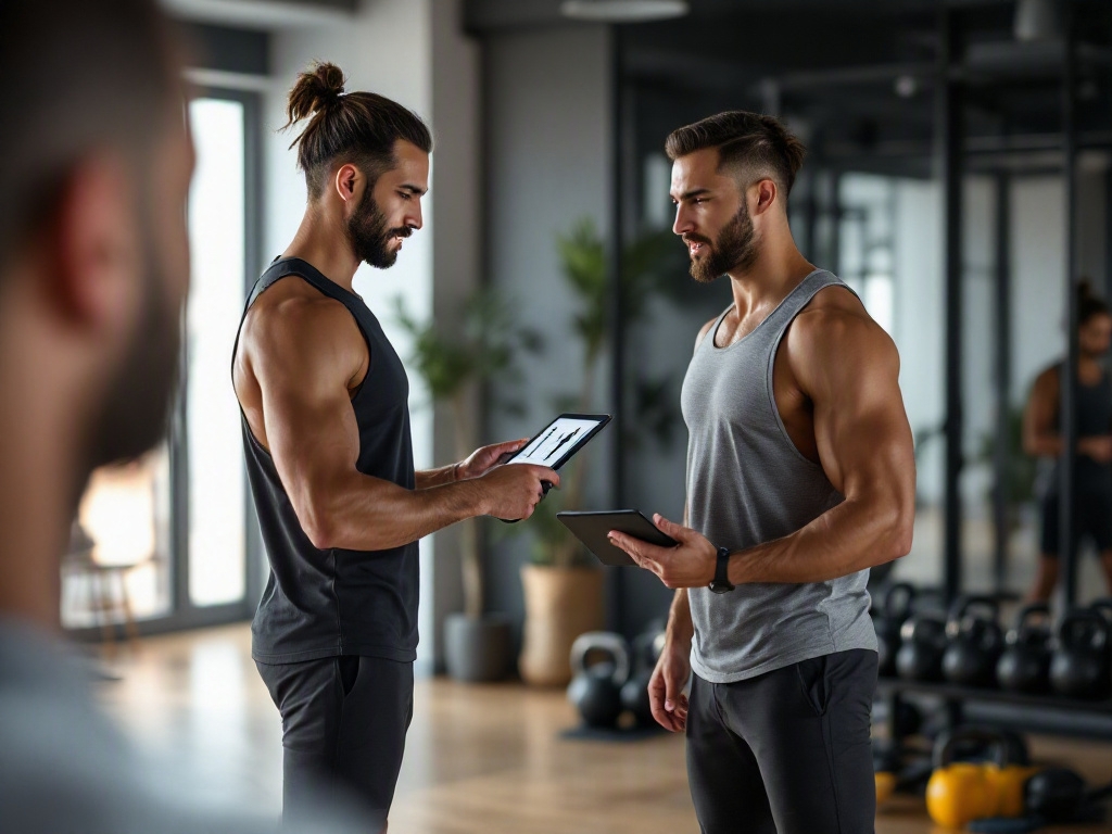 Empty fitness studio interior with modern equipment and sleek decor