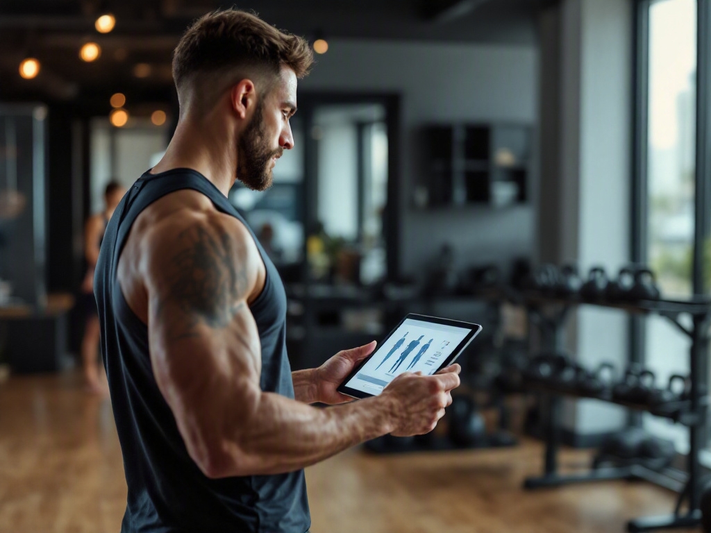 Modern fitness studio in Dubai with empty equipment and mirrors
