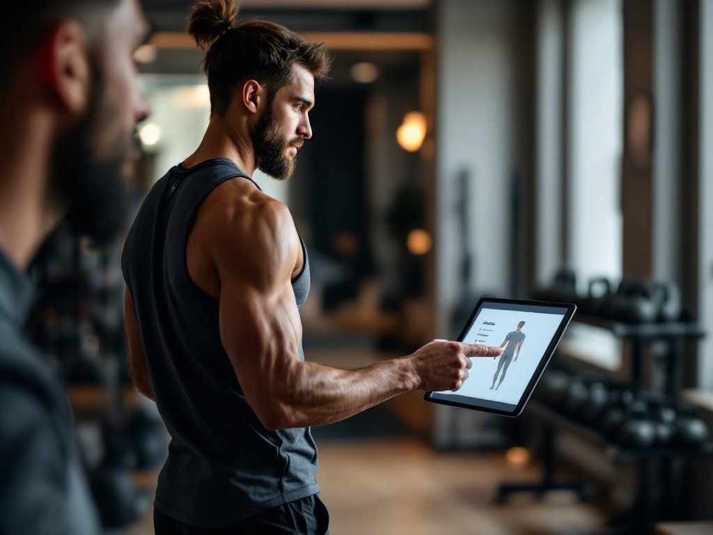 Empty fitness studio interior with modern equipment and mirrors