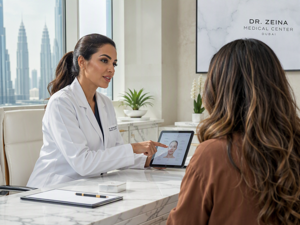 Modern clinic reception desk in Dubai