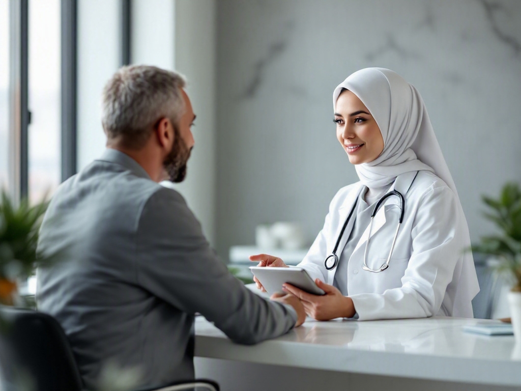 Modern clinic reception desk in Dubai