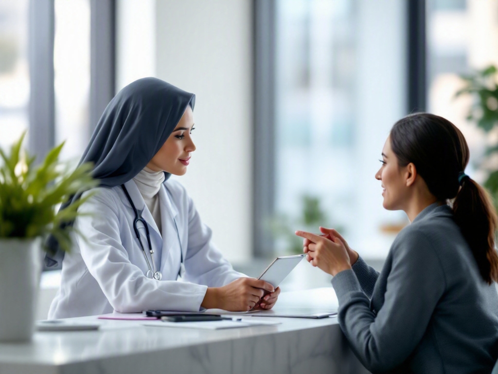 Modern clinic reception desk in Dubai
