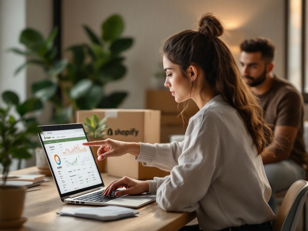 Laptop displaying analytics dashboard on a wooden desk in a modern Dubai office
