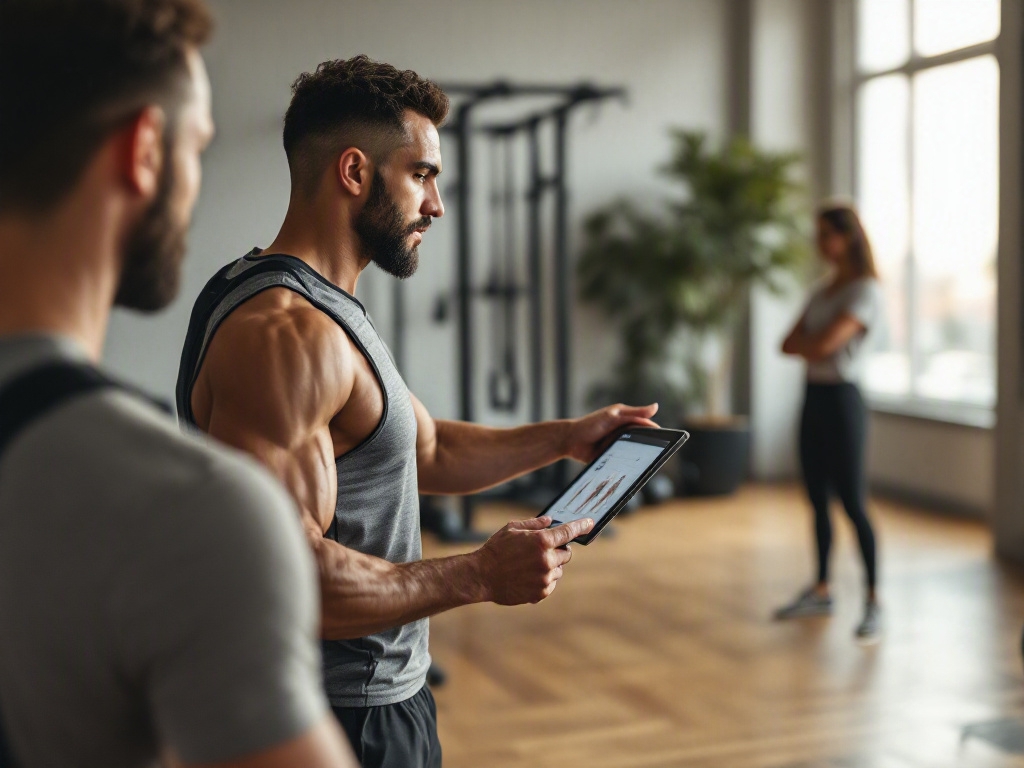 Empty modern fitness studio interior