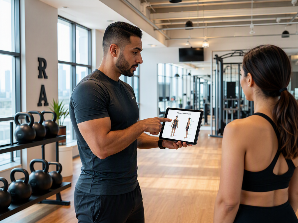 Modern fitness studio in Dubai with empty equipment and mirrors