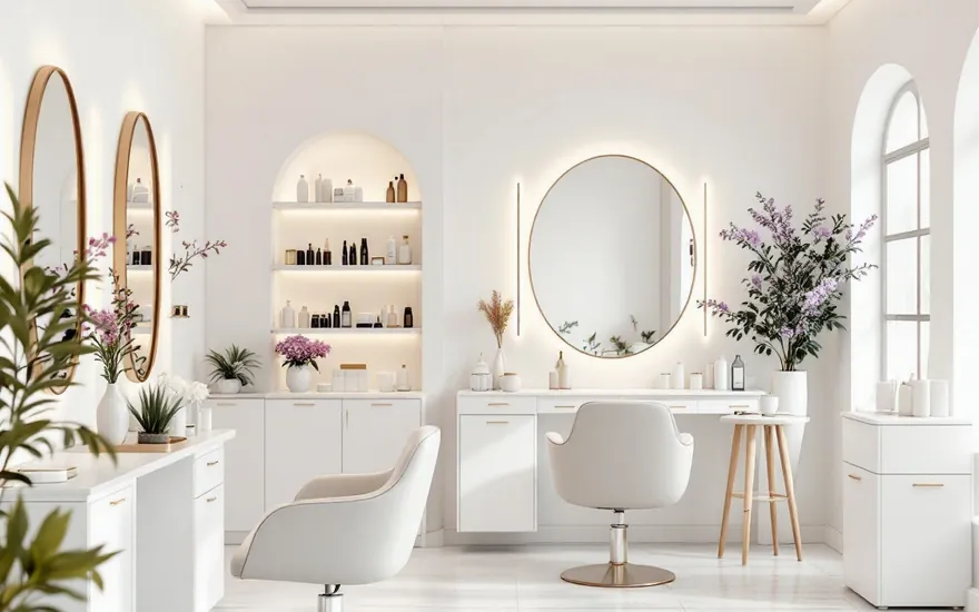 Beauty salon treatment area for facials and beauty services